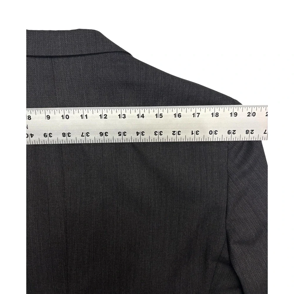 vtg 90s USA Made 40L 33x34 Charcoal Stripe 2pc Pant Suit Wool Pleated Wide Leg